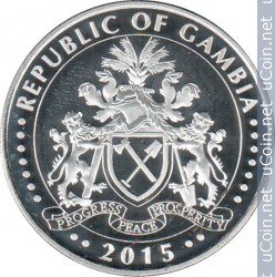 ÐонеÑа > 1000 далаÑи, 2015 - ÐÐ°Ð¼Ð±Ð¸Ñ (ÐÑиÑоднÑе ÑокÑовиÑа Ðамбии - ÐÑÑиканÑкий ламанÑин) - obverse