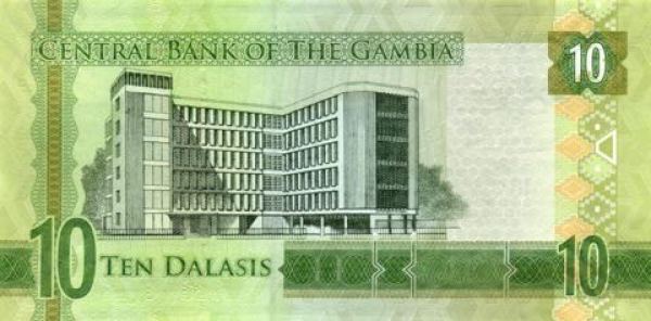 ÐнеÑний вид 10 (деÑÑÑи) гамбийÑкиÑ
далаÑи Ñ Ð¸Ð·Ð¾Ð±Ñажением Ð·Ð´Ð°Ð½Ð¸Ñ Ð¦ÐµÐ½ÑÑалÑного банка Ðамбии в ÐанжÑле (ÑевеÑÑ)