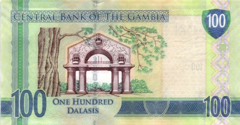 ÐнеÑний вид 100 (ÑÑа) гамбийÑкиÑ
далаÑи Ñ Ð¸Ð·Ð¾Ð±Ñажением ÑооÑÑÐ¶ÐµÐ½Ð¸Ñ Ð¿Ð°Ð¼ÑÑной аÑки на доÑоге в гоÑод ÐанжÑл (ÑевеÑÑ)