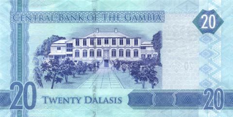 ÐнеÑний вид 20 (двадÑаÑи) гамбийÑкиÑ
далаÑи Ñ Ð¸Ð·Ð¾Ð±Ñажением Ð·Ð´Ð°Ð½Ð¸Ñ Ð¿ÑавиÑелÑÑÑва (ÑевеÑÑ)