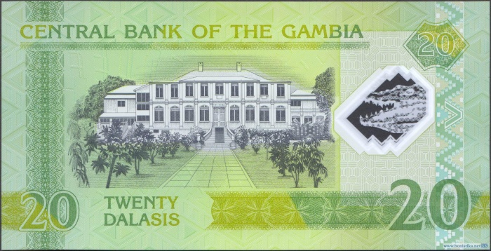 ÐнеÑний вид 20 (двадÑаÑи) гамбийÑкиÑ
далаÑи Ñ Ð¸Ð·Ð¾Ð±Ñажением Ð·Ð´Ð°Ð½Ð¸Ñ Ð¿ÑавиÑелÑÑÑва (ÑевеÑÑ)