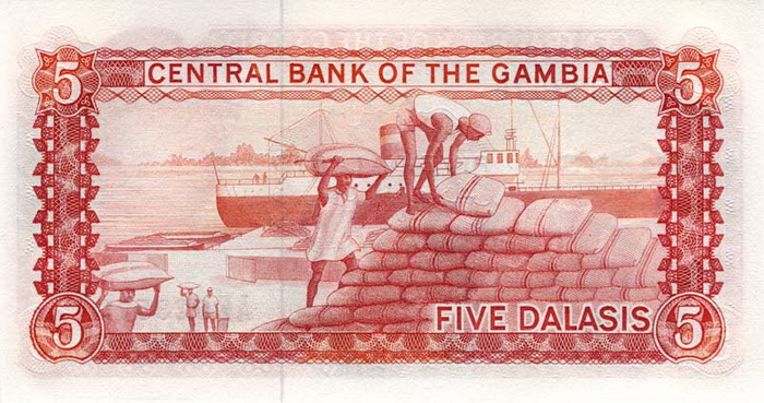 ÐбÑаÑÐ½Ð°Ñ ÑÑоÑона банкноÑÑ Ðамбии номиналом 5 ÐалаÑи
