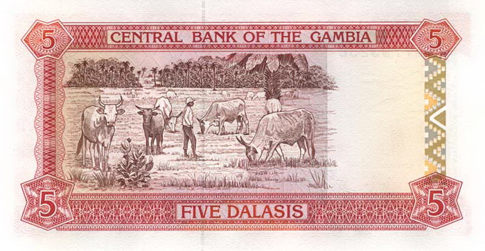 ÐбÑаÑÐ½Ð°Ñ ÑÑоÑона банкноÑÑ Ðамбии номиналом 5 ÐалаÑи