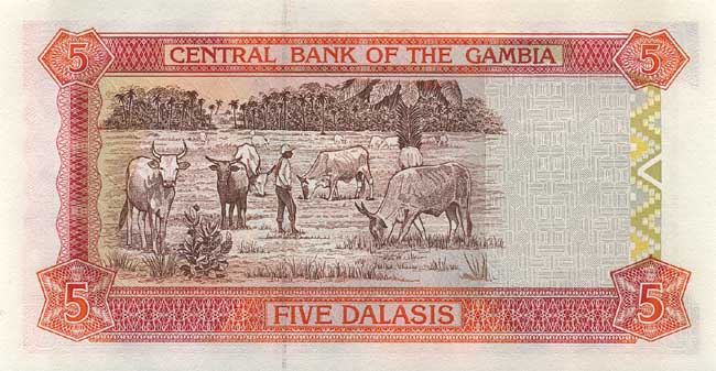 ÐбÑаÑÐ½Ð°Ñ ÑÑоÑона банкноÑÑ Ðамбии номиналом 5 ÐалаÑи