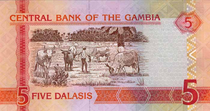 ÐбÑаÑÐ½Ð°Ñ ÑÑоÑона банкноÑÑ Ðамбии номиналом 5 ÐалаÑи