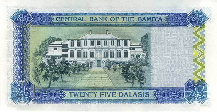 ÐбÑаÑÐ½Ð°Ñ ÑÑоÑона банкноÑÑ Ðамбии номиналом 25 ÐалаÑи