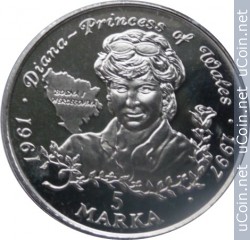 Монета > 5 марок, 1998 - Босния и Герцеговина (Принцесса Диана) - obverse