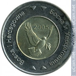 Монета > 5 марок, 2005-2009 - Босния и Герцеговина - reverse