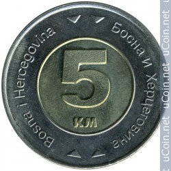 Монета > 5 марок, 2005-2009 - Босния и Герцеговина - obverse
