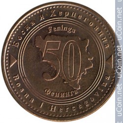 Монета > 50 фенингов, 1998-2017 - Босния и Герцеговина - obverse
