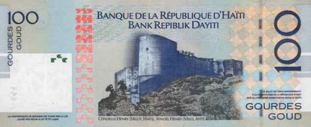 Банкнота достоинством 100 Гаитянских гурдов (реверс)